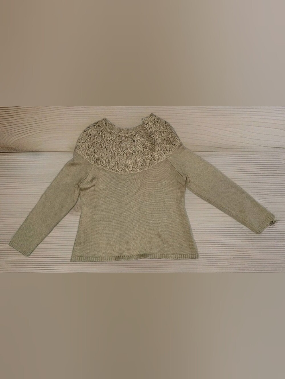 Adrianna Papell Women's Cable Knit Sweater Size L Beige Cottagecore Romantic Vtg